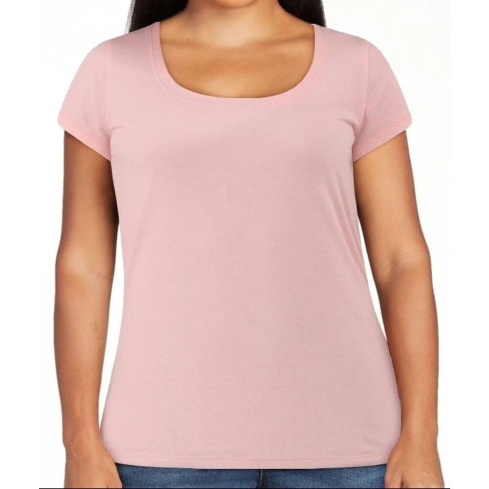 2/$15 NWT NOBO No Boundaries Coral Whisper Scoop Neck Short Sleeve Top Size 2XL - Picture 12 of 14